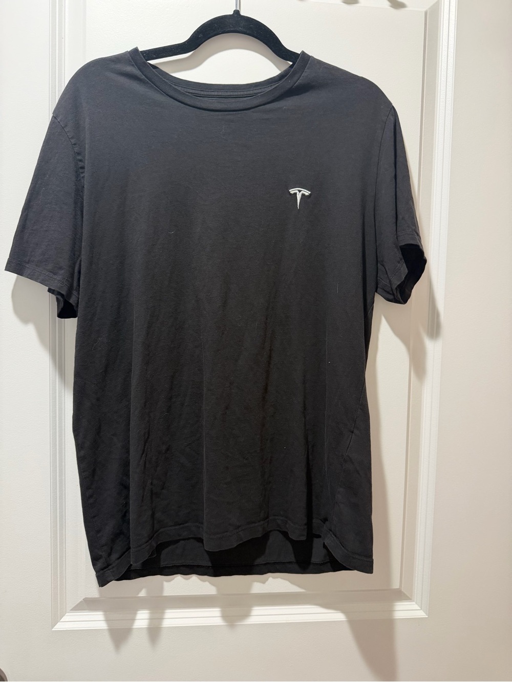 Tesla Black Short-Sleeve Men's Tee with Small White Logo